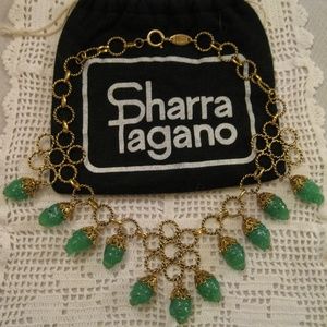 SHARRA PAGANO NECKLACE Green Robin Egg Glass Beads